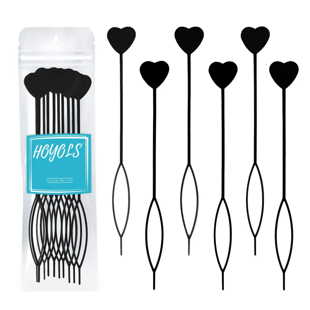 Hoyols 12pcs Quick Topsy Tail Hair Beader for Braiding Beads on Braids, Loop Threader and Braider for Kids Girls, Ponytail Hair Styling Maker Set of 12 - Black Hoyols 12pcs Quick Topsy Tail Hair Beader for Braiding Beads on Braids, Loop Threader and Braider for Kids Girls, Ponytail Hair Styling Maker Set of 12 - Black