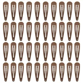 40 Counts Colorful Metal Snap Hair Clips 2 Inch Barrettes for Women Accessories (brown)