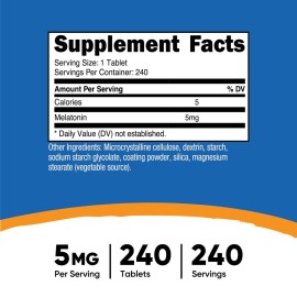 Nutricost Melatonin 5mg, 240 Tablets - 5mg Per Serving, Non-GMO, Gluten Free Nutricost Melatonin 5mg, 240 Tablets - 5mg Per Serving, Non-GMO, Gluten Free