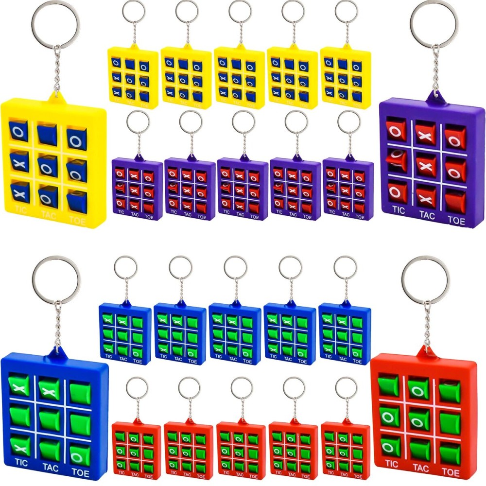Haconba 24 Packs Tic-Tac-Toe Keychain Tic-Tac-Toe Game Pendant Mini Portable Pocket Board Games Tic Tac Toe keyring for Backpack Clip Birthday Party Travel