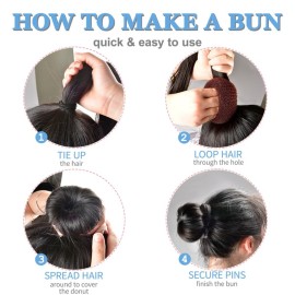 TsMADDTs Donut Hair Bun Maker, 3PCS Dark Brown Ring Style Bun Maker with 20PCS U Shaped Hair Pins for Women Dance