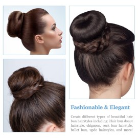 TsMADDTs Donut Hair Bun Maker, 3PCS Dark Brown Ring Style Bun Maker with 20PCS U Shaped Hair Pins for Women Dance