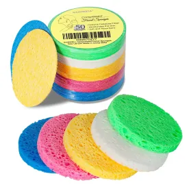 GAINWELL 50-Colored Natural Compressed Facial Sponges, for Facial Cleansing, Reusable & Eco-Friendly, 50 PCS GAINWELL 50-Colored Natural Compressed Facial Sponges, for Facial Cleansing, Reusable & Eco-Friendly, 50 PCS
