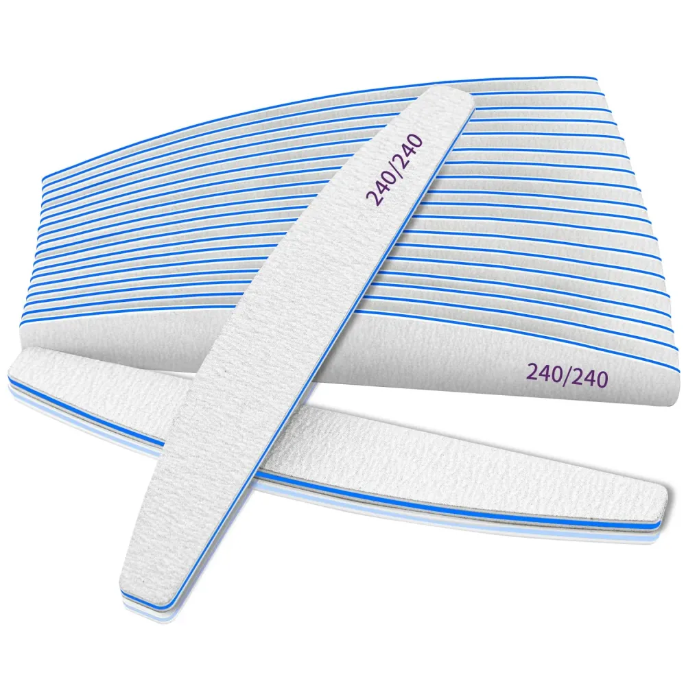 12 PCS Professional Nail File, 240/240 Grit Nail Files for Natural Nails Emery Boards Nail File Doubled Sides Washable Fine Grit Nail File Manicure Tools for Home and Salon Use