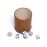 RERIVER Leatherette Dice Cup Set, Camel Leather and Beige Velvet Interior Professional Dice Cup with 6 Black Dot Dice for Liars Dice Farkle Yahtzee Board Games, 1 Pack
