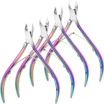 4 Packs Cuticle Nipper, Premium Stainless Steel Cuticle Trimmer for Manicure & Pedicure at Home/Spa/Salon [Rainbow Color]
