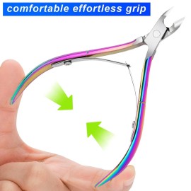 4 Packs Cuticle Nipper, Premium Stainless Steel Cuticle Trimmer for Manicure & Pedicure at Home/Spa/Salon [Rainbow Color]