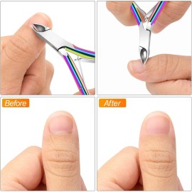 4 Packs Cuticle Nipper, Premium Stainless Steel Cuticle Trimmer for Manicure & Pedicure at Home/Spa/Salon [Rainbow Color]