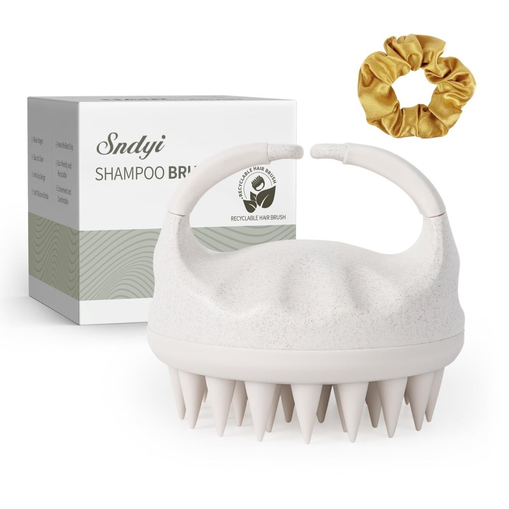 Sndyi Soft Silicone Scalp Massager for Dandruff Removal and Hair Growth - Wet Dry Scalp Exfoliator Brush for Scalp Care - Beige Sndyi Soft Silicone Scalp Massager for Dandruff Removal and Hair Growth - Wet Dry Scalp Exfoliator Brush for Scalp Care - Beige