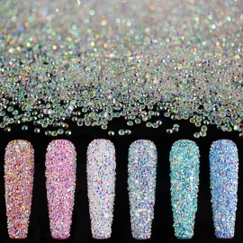 Tiny Nail Rhinestones 15000PCs 1.2mm Ultra Mini Pixie AB Glass Crystals for Nail Art Manicure Iridescent Long Lasting Shine Small Rhinestone Micro Dust Glitter Caviar Bead Sugar Gem