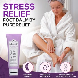 Pure Relief Relaxing Foot Lotion Moisturizer Cream For Dry Feet - Lavender Foot Care Cream W/Shea Butter, Aloe, & Coconut Oil - W/Soothing Scent, Pedicure Supplies, 8 Oz