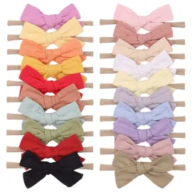 20pcs Baby Girls Cotton Hair Bows Headbands Nylon ..