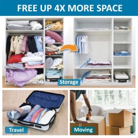 20 Pack Vacuum Storage Bags, Space Saver Bags (4 Jumbo/4 Large/4 Medium/4 Small/4 Roll) Compression for Comforters and Blankets, Sealer Clothes Storage, Hand Pump Included 20 Pack Vacuum Storage Bags, Space Saver Bags (4 Jumbo/4 Large/4 Medium/4 Small/4 Roll) Compression for Comforters and Blankets, Sealer Clothes Storage, Hand Pump Included