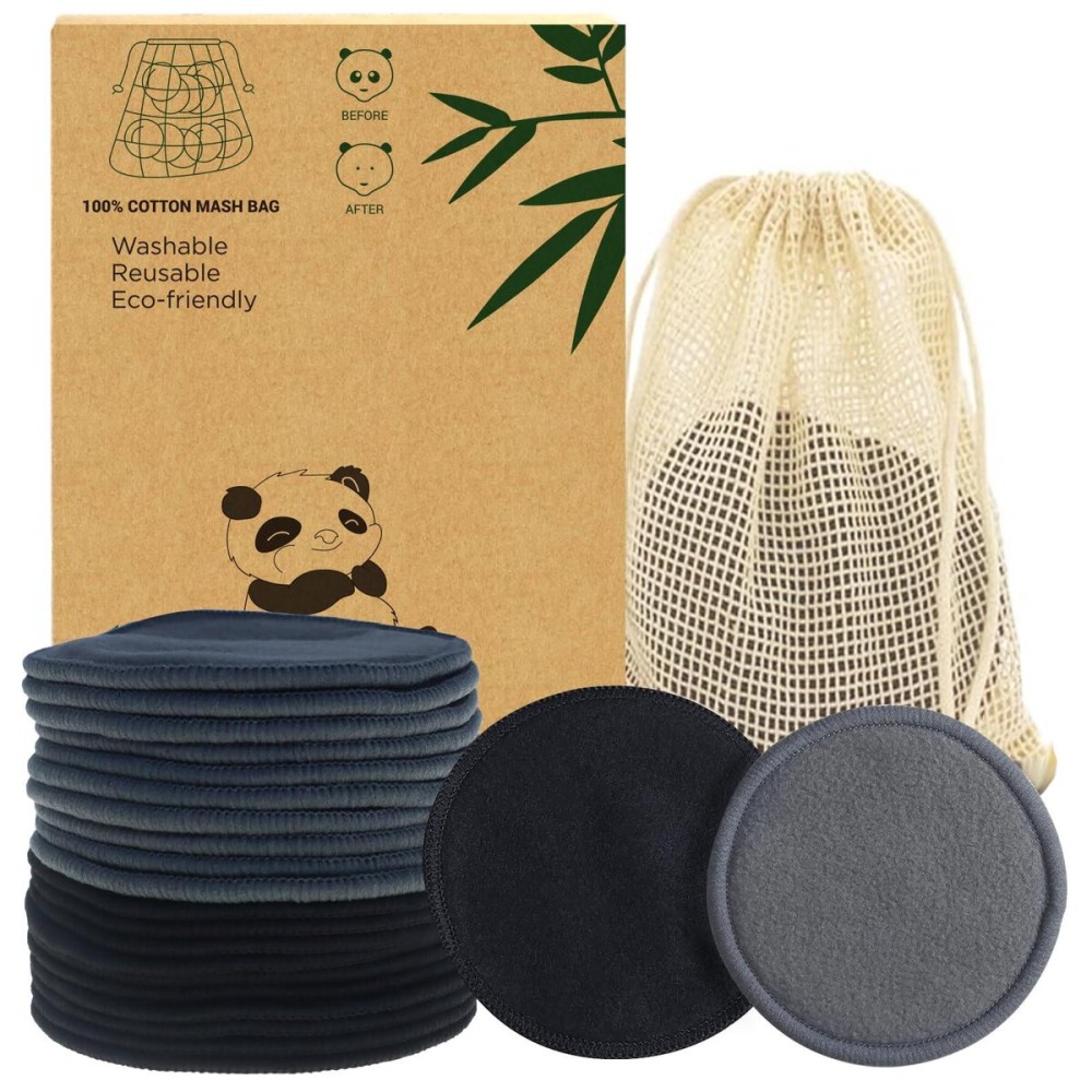 Sopurrrdy Reusable Makeup Removal Pads - 20 Pack with Laundry Bag - Soft Black Reusable Cotton Makeup Remover Pads for Face - Washable Bamboo Cotton Rounds Sopurrrdy Reusable Makeup Removal Pads - 20 Pack with Laundry Bag - Soft Black Reusable Cotton Makeup Remover Pads for Face - Washable Bamboo Cotton Rounds