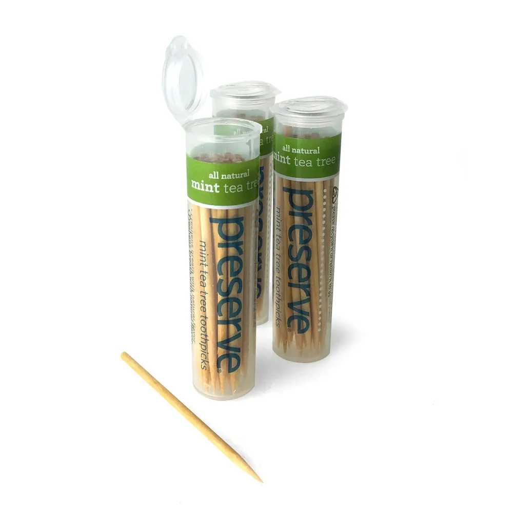 Preserve Flavored Toothpicks, Mint Tea Tree flavor, Wood, 3 Count x (35 each) Preserve Flavored Toothpicks, Mint Tea Tree flavor, Wood, 3 Count x (35 each)