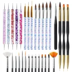 Artdone 31pcs Nail Art Brushes, Nail Art Tool Set, Dotting Tools, Dust Brush,Striping Brushes for Long Lines, Drawing Pen For Gel Polish Design supply