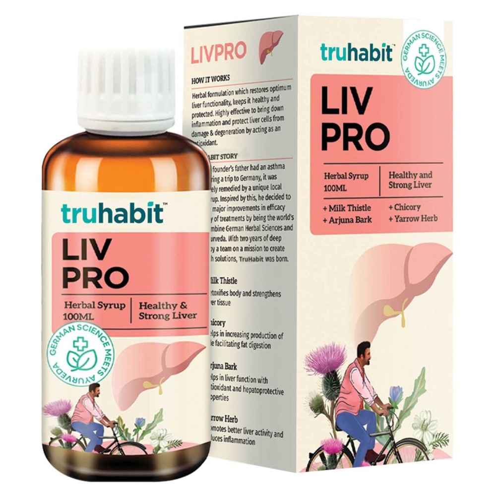 Livpro Liver Detox Syrup with Milk Thistle & Arjuna Bark by Green Cure, Liver Supplement with Milk Thistle Liver Detox Cleanse, Organic Liver Support - German Science with Ayurveda, 3.4 Fl Oz (100ml)