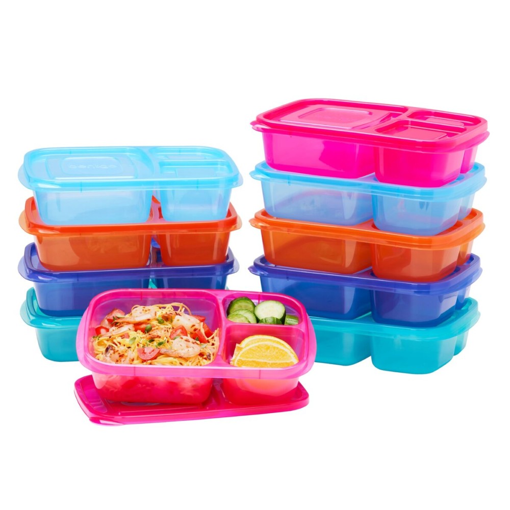 Bentgo Easyboxes - Original Stackable Lunch Boxes - Reusable 3-Compartment Food Containers for Kids and Adults - Bento Lunch Box for Meal Prep, School, & Work - BPA Free, Set of 10 (Jewel Brights) Bentgo Easyboxes - Original Stackable Lunch Boxes - Reusable 3-Compartment Food Containers for Kids and Adults - Bento Lunch Box for Meal Prep, School, & Work - BPA Free, Set of 10 (Jewel Brights)