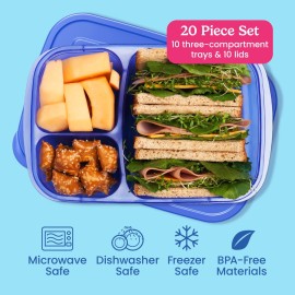 Bentgo Easyboxes - Original Stackable Lunch Boxes - Reusable 3-Compartment Food Containers for Kids and Adults - Bento Lunch Box for Meal Prep, School, & Work - BPA Free, Set of 10 (Jewel Brights) Bentgo Easyboxes - Original Stackable Lunch Boxes - Reusable 3-Compartment Food Containers for Kids and Adults - Bento Lunch Box for Meal Prep, School, & Work - BPA Free, Set of 10 (Jewel Brights)