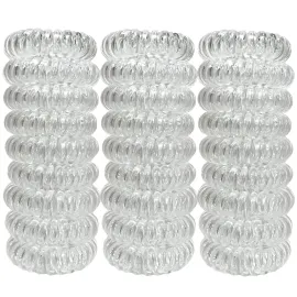 RN BEAUTY 27 Pieces Spiral Coil Hair Ties: Waterproof Elastic Traceless Ponytail Holders, Colorless 1.58inch (4cm) No Crease Hair Bands