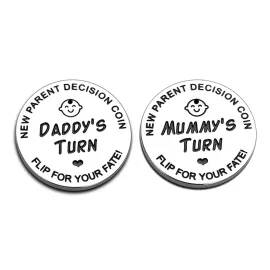 New Dad Mom Gifts Funny Decision Making Coin, New Baby Gift for Parent Mummy Daddy Pregnancy Women First Time to be Moms Dads Mother\'s Day Father\'s Day Gifts Double Sided
