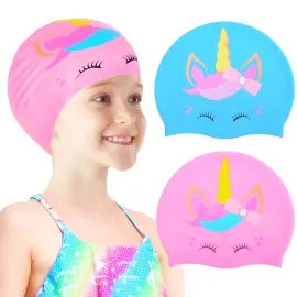 2 pcs Kids Swim Cap Silicone Swimming Cap for Boys..