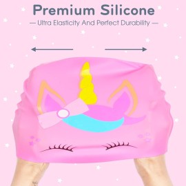 2 pcs Kids Swim Cap Silicone Swimming Cap for Boys Girls (Age 3-12) Cover Ears Waterproof Bathing Cap Keep Hair Dry Swimming Hat for Hair 2 pcs Kids Swim Cap Silicone Swimming Cap for Boys Girls (Age 3-12) Cover Ears Waterproof Bathing Cap Keep Hair Dry Swimming Hat for Hair