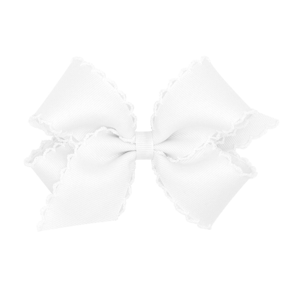 Wee Ones Girls\' Classic Grosgrain Moonstitch Edge Hair Bow on a WeeStay Hair Clip, Medium, White Wee Ones Girls\' Classic Grosgrain Moonstitch Edge Hair Bow on a WeeStay Hair Clip, Medium, White