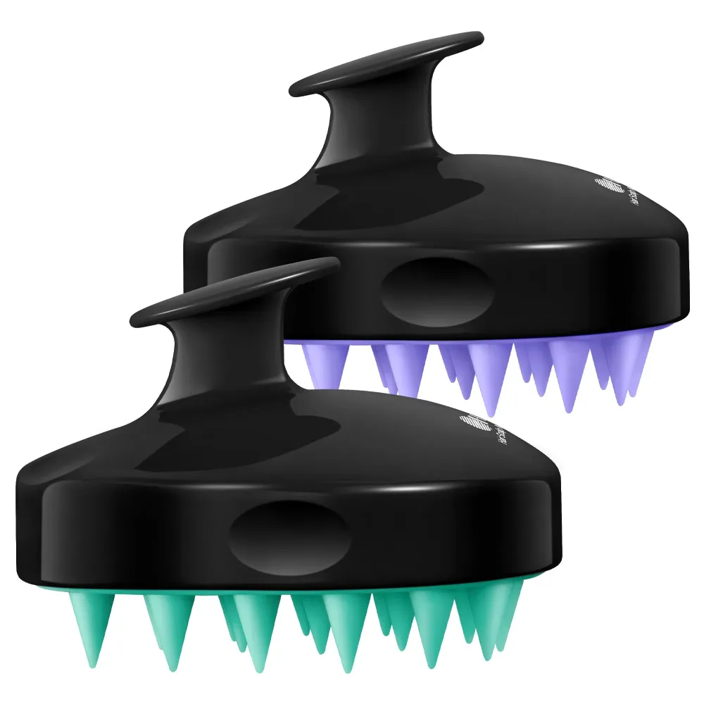 HEETA Hair Scalp Massager Shampoo Brush 2 Pack, Soft Silicone Bristles to Remove Dandruff, Waterproof Hair Scrubber for Both Wet Dry Hair, Suitable for Men & Women (Turquoise & Purple) HEETA Hair Scalp Massager Shampoo Brush 2 Pack, Soft Silicone Bristles to Remove Dandruff, Waterproof Hair Scrubber for Both Wet Dry Hair, Suitable for Men & Women (Turquoise & Purple)