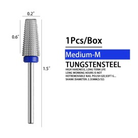 ERUIKA 5 in 1 Nail Drill Bits Carbide Rotary Bit,3/32 Shank - Manicure Nail Art, Drill Machine Accessory,Acrylic or Hard Gel Remover (M) ERUIKA 5 in 1 Nail Drill Bits Carbide Rotary Bit,3/32 Shank - Manicure Nail Art, Drill Machine Accessory,Acrylic or Hard Gel Remover (M)