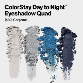 REVLON ColorStay Day to Night Eyeshadow Quad, Longwear Shadow Palette with Transitional Shades and Buttery Soft Feel, Crease & Smudge Proof, 580 Gorgeous, 0.16 oz REVLON ColorStay Day to Night Eyeshadow Quad, Longwear Shadow Palette with Transitional Shades and Buttery Soft Feel, Crease & Smudge Proof, 580 Gorgeous, 0.16 oz