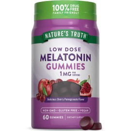 Nature\'s Truth Melatonin Gummies | 1mg | 60 Count | Cherry Pomegranate Flavor | Vegan, Non-GMO & Gluten Free Supplement