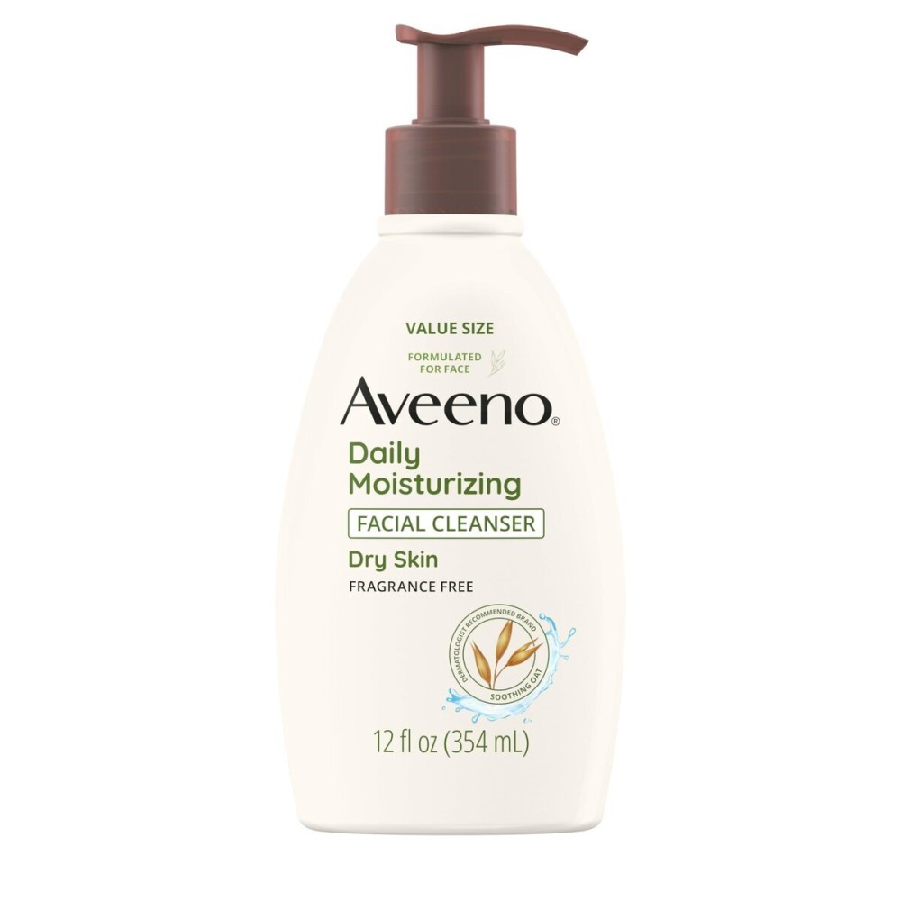 Aveeno Daily Moisturizing Facial Cleanser for Dry Skin, Gentle Face Cleanser with Soothing Oat for Skin that Feels Soft & Supple, Removes Dirt, Oil and Impurities, Fragrance Free, 12 FL OZ Aveeno Daily Moisturizing Facial Cleanser for Dry Skin, Gentle Face Cleanser with Soothing Oat for Skin that Feels Soft & Supple, Removes Dirt, Oil and Impurities, Fragrance Free, 12 FL OZ