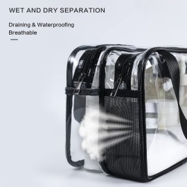 Auseibeely Clear Cosmetics Bag Toiletry Bag, Large Clear Travel Bag for Toiletries, Waterproof & Draining Transparent Makeup Bag Tote Bag, Carry On Airport Airline Compliant Bag for Men Women Auseibeely Clear Cosmetics Bag Toiletry Bag, Large Clear Travel Bag for Toiletries, Waterproof & Draining Transparent Makeup Bag Tote Bag, Carry On Airport Airline Compliant Bag for Men Women