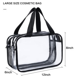 Auseibeely Clear Cosmetics Bag Toiletry Bag, Large Clear Travel Bag for Toiletries, Waterproof & Draining Transparent Makeup Bag Tote Bag, Carry On Airport Airline Compliant Bag for Men Women Auseibeely Clear Cosmetics Bag Toiletry Bag, Large Clear Travel Bag for Toiletries, Waterproof & Draining Transparent Makeup Bag Tote Bag, Carry On Airport Airline Compliant Bag for Men Women