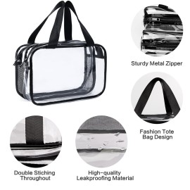 Auseibeely Clear Cosmetics Bag Toiletry Bag, Large Clear Travel Bag for Toiletries, Waterproof & Draining Transparent Makeup Bag Tote Bag, Carry On Airport Airline Compliant Bag for Men Women Auseibeely Clear Cosmetics Bag Toiletry Bag, Large Clear Travel Bag for Toiletries, Waterproof & Draining Transparent Makeup Bag Tote Bag, Carry On Airport Airline Compliant Bag for Men Women