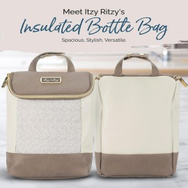 Itzy Ritzy Insulated Bottle Bag - Keeps Bottles Warm or Cool - Holds 3 Bottles & Features Interior Pocket for Ice Pack (Not Included), Vanilla Latte