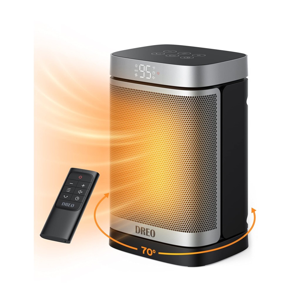 Dreo Space Heater, 1500W Portable Electric Heaters for Indoor Use, PTC Ceramic Heater for Office with Remote, Thermostat, 70Oscillation, 12H Timer, 5 Modes, Safe Quiet Room Heater for Bedroom Dreo Space Heater, 1500W Portable Electric Heaters for Indoor Use, PTC Ceramic Heater for Office with Remote, Thermostat, 70Oscillation, 12H Timer, 5 Modes, Safe Quiet Room Heater for Bedroom
