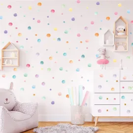 123 Pcs Pastel Polka Dots Wall Stickers, Colorful ..
