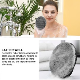 INNERNEED Soft Silicone Body Scrubber Handheld Shower Cleansing Brush, Gentle Exfoliating and Massage for All Kinds of Skin (Black)