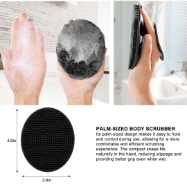 INNERNEED Soft Silicone Body Scrubber Handheld Shower Cleansing Brush, Gentle Exfoliating and Massage for All Kinds of Skin (Black)