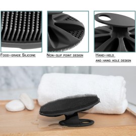 INNERNEED Soft Silicone Body Scrubber Handheld Shower Cleansing Brush, Gentle Exfoliating and Massage for All Kinds of Skin (Black)