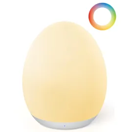 JolyWell Night Light for Kids, Egg Light for Nursery with 7 RGB Colors Changeable & Stepless Dimming, Rechargeable Tap Light with 1h Timer & Touch Control, Portable Night Light for Babies BPA Free