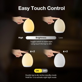 JolyWell Night Light for Kids, Egg Light for Nursery with 7 RGB Colors Changeable & Stepless Dimming, Rechargeable Tap Light with 1h Timer & Touch Control, Portable Night Light for Babies BPA Free JolyWell Night Light for Kids, Egg Light for Nursery with 7 RGB Colors Changeable & Stepless Dimming, Rechargeable Tap Light with 1h Timer & Touch Control, Portable Night Light for Babies BPA Free