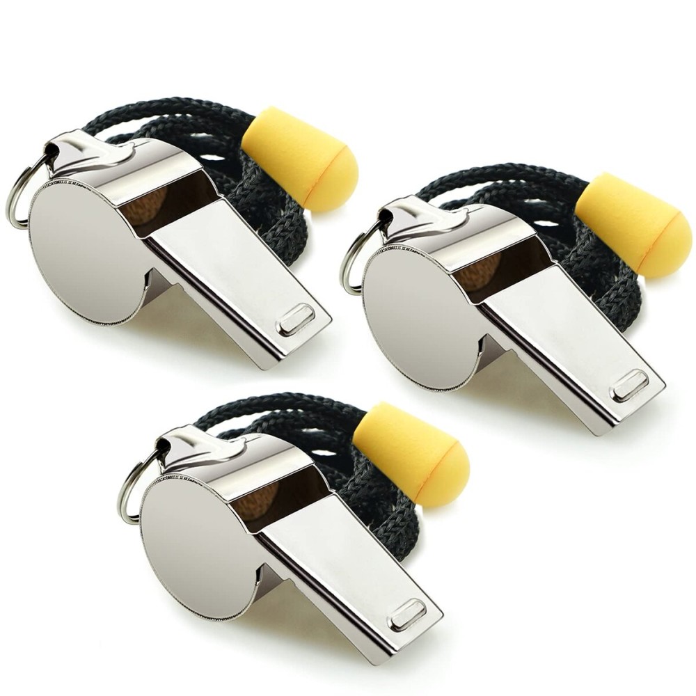 Hipat Whistle, 3 Pack Stainless Steel Sports Whistles with Lanyard, Loud Crisp Sound Whistles Great for Coaches, Referees, and Officials Hipat Whistle, 3 Pack Stainless Steel Sports Whistles with Lanyard, Loud Crisp Sound Whistles Great for Coaches, Referees, and Officials