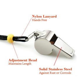 Hipat Whistle, 3 Pack Stainless Steel Sports Whistles with Lanyard, Loud Crisp Sound Whistles Great for Coaches, Referees, and Officials Hipat Whistle, 3 Pack Stainless Steel Sports Whistles with Lanyard, Loud Crisp Sound Whistles Great for Coaches, Referees, and Officials