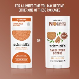 Schmidt\'s Aluminum-Free Vegan Deodorant Sandalwood & Citrus for Women and Men, with 24 Hour Odor Protection, Natural Ingredients, Cruelty-Free, 2.65 oz Schmidt\'s Aluminum-Free Vegan Deodorant Sandalwood & Citrus for Women and Men, with 24 Hour Odor Protection, Natural Ingredients, Cruelty-Free, 2.65 oz