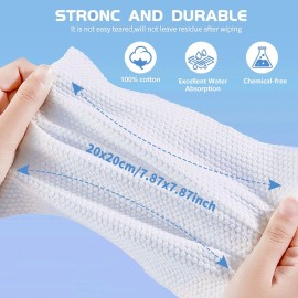 Cotton Facial Dry Wipes, 100 Count, Deeply Cleansing Disposable Face Towel Wash Cloth, Multi-Purpose for Skin Care, Make-up and Face Wipes, Facial Cleansing