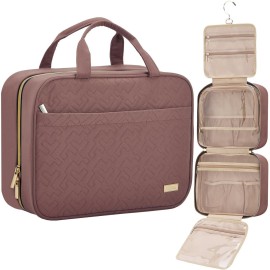 NISHEL Travel Toiletry Bag for women, Portable Hanging Organizer for Full-Sized Shampoo, Conditioner, Brushes Set, Makeup Accessories, Large Size, Rosewood-Pink NISHEL Travel Toiletry Bag for women, Portable Hanging Organizer for Full-Sized Shampoo, Conditioner, Brushes Set, Makeup Accessories, Large Size, Rosewood-Pink