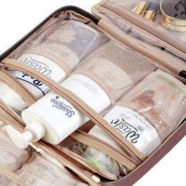 NISHEL Travel Toiletry Bag for women, Portable Hanging Organizer for Full-Sized Shampoo, Conditioner, Brushes Set, Makeup Accessories, Large Size, Rosewood-Pink NISHEL Travel Toiletry Bag for women, Portable Hanging Organizer for Full-Sized Shampoo, Conditioner, Brushes Set, Makeup Accessories, Large Size, Rosewood-Pink